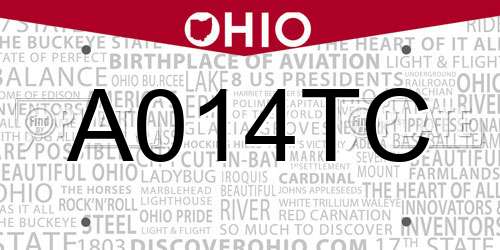 A014TC Ohio License Plate