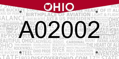 A02002 Ohio License Plate