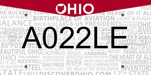 A022LE Ohio License Plate