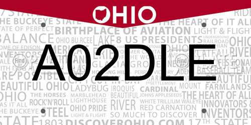 A02DLE Ohio License Plate