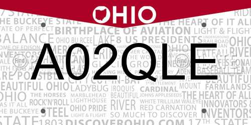 A02QLE Ohio License Plate