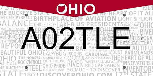 A02TLE Ohio License Plate