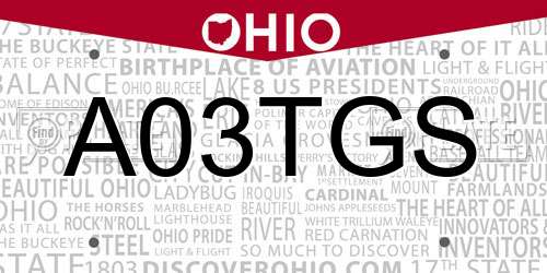 A03TGS Ohio License Plate