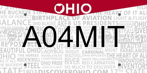 A04MIT Ohio License Plate