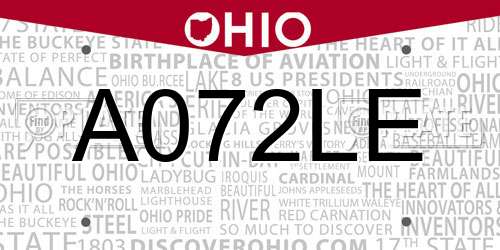 A072LE Ohio License Plate