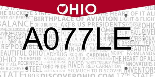 A077LE Ohio License Plate