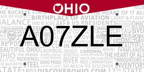 A07ZLE Ohio License Plate