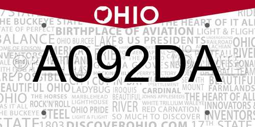 A092DA Ohio License Plate