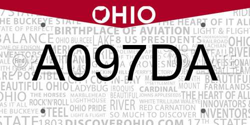A097DA Ohio License Plate