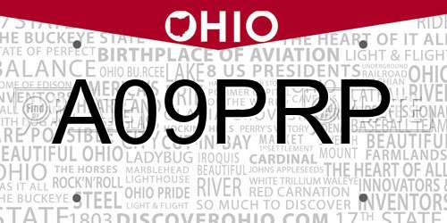 A09PRP Ohio License Plate