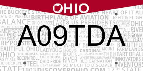 A09TDA Ohio License Plate