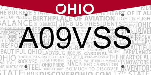 A09VSS Ohio License Plate