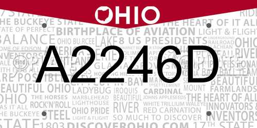 A2246D Ohio License Plate