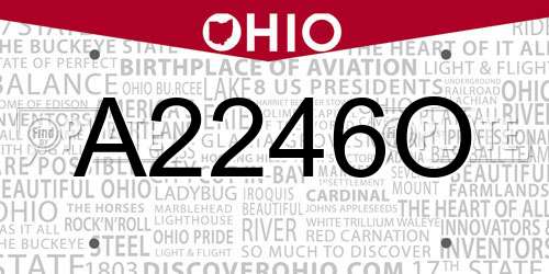 A2246O Ohio License Plate