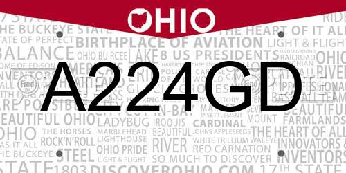 A224GD Ohio License Plate