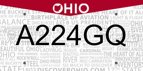 A224GQ Ohio License Plate