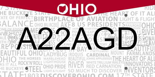 A22AGD Ohio License Plate