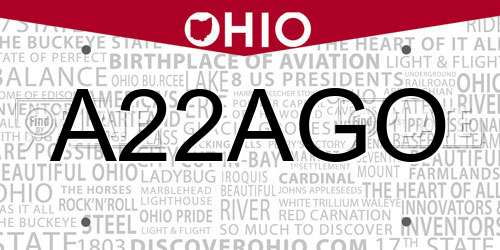 A22AGO Ohio License Plate