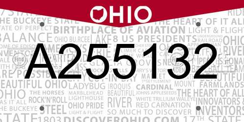 A255132 Ohio License Plate
