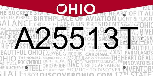 A25513T Ohio License Plate