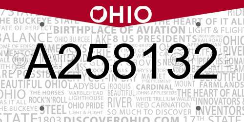 A258132 Ohio License Plate