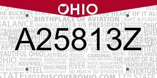 A25813Z Ohio License Plate
