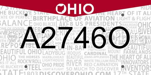 A2746O Ohio License Plate