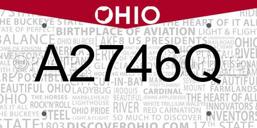 A2746Q Ohio License Plate