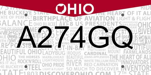 A274GQ Ohio License Plate