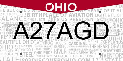 A27AGD Ohio License Plate