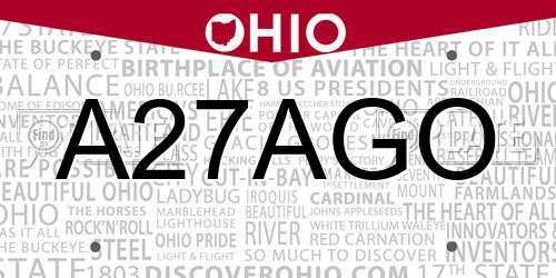 A27AGO Ohio License Plate