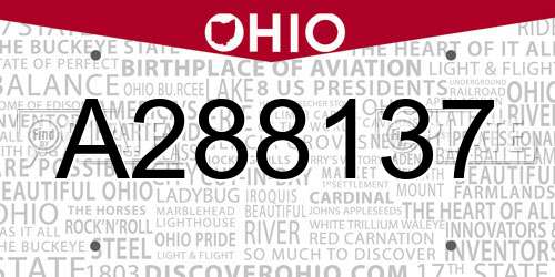 A288137 Ohio License Plate