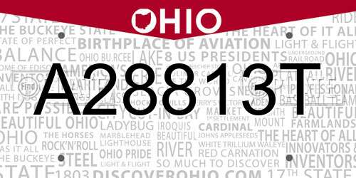 A28813T Ohio License Plate