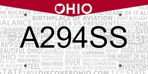 A294SS Ohio License Plate