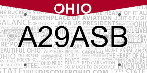 A29ASB Ohio License Plate