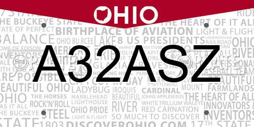 A32ASZ Ohio License Plate