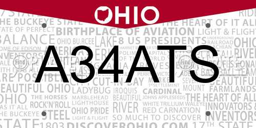 A34ATS Ohio License Plate