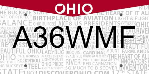 A36WMF Ohio License Plate