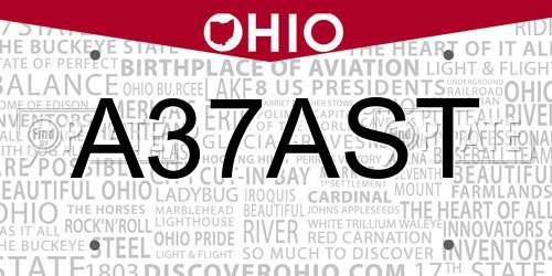 A37AST Ohio License Plate