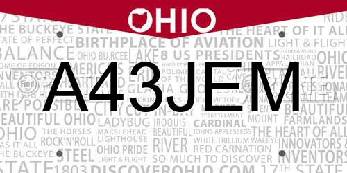 A43JEM Ohio License Plate