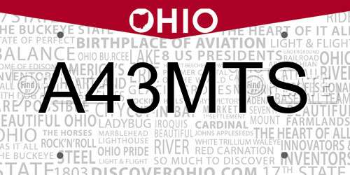 A43MTS Ohio License Plate
