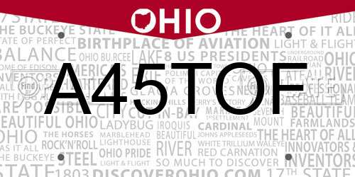 A45TOF Ohio License Plate