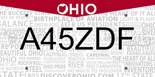 A45ZDF Ohio License Plate
