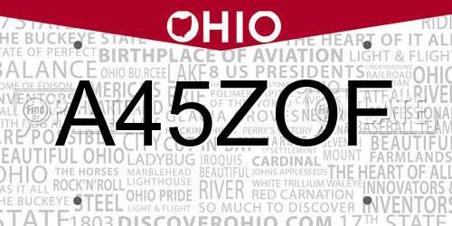 A45ZOF Ohio License Plate