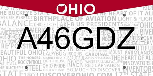 A46GDZ Ohio License Plate