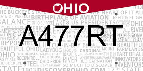 A477RT Ohio License Plate