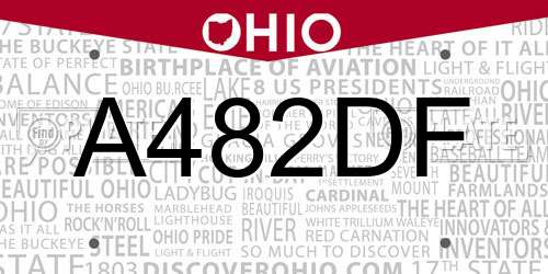 A482DF Ohio License Plate