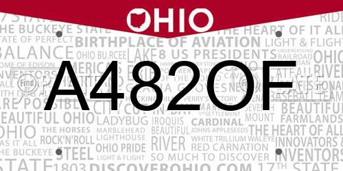 A482OF Ohio License Plate