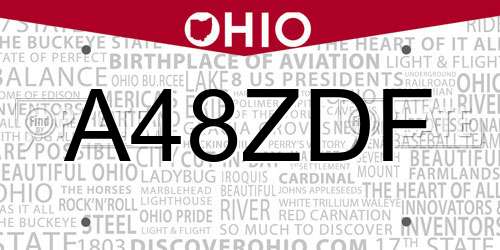 A48ZDF Ohio License Plate