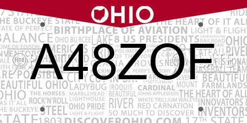 A48ZOF Ohio License Plate